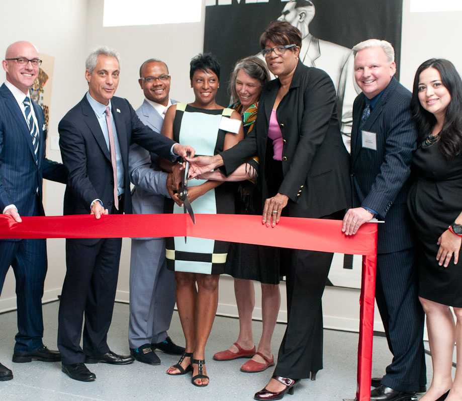 Photo of a chamber of commerce ribbon cutting